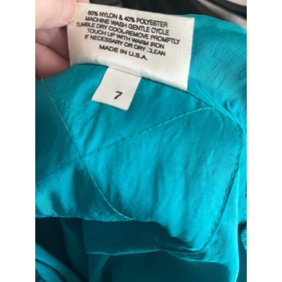 Vtg MYCRA PAC Designer Wear Raincoat Coat Hooded Turquoise & Black Teflon Fabric - Picture 4 of 10